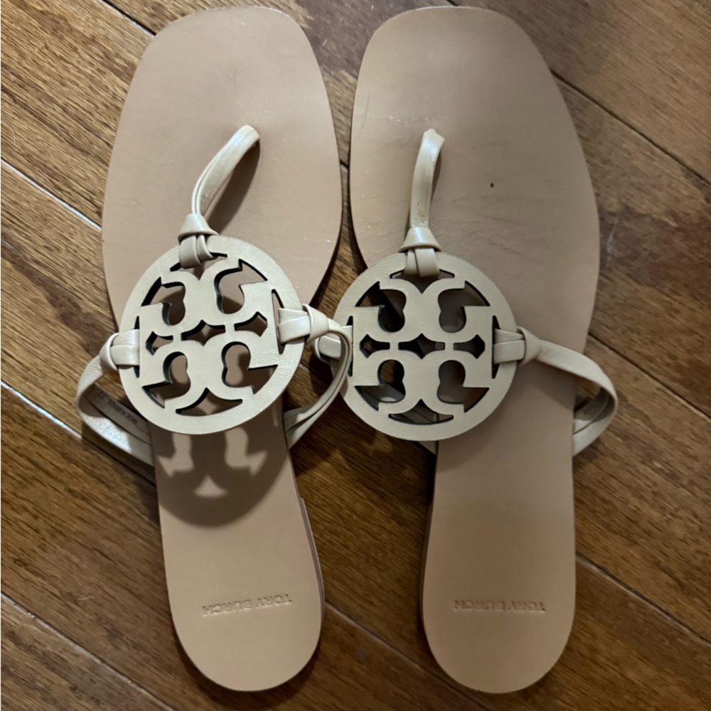 Tory Burch Square Toe Miller Sandal EUC .